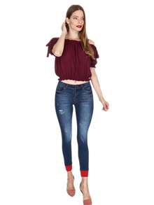 Pantalon Ajustado al Tobillo Resalta Curvas - Azul - Ver 1