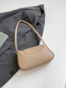 1pc Minimalist Solid Color Magnetic Heart Decor PU Zipper Shoulder Bag, Fashion Women Handbag For Work, Dating, Shopping