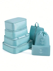 7pcs Travel Storage Bag Set - Luggage Bag, Makeup Bag, Cosmetic Storage Bag, Storage Box, Shoe Bag, Luggage Organizer, Travel Compression Bags, Clothing And Shoe Separation Storage Bag, Hand-Held Storage Bag - Suitable For Travel