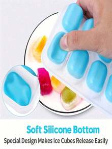 Silicone Ice Cube Tray, Easy Release & Flexible Ice Mold With 14 Grids, Anti-Spill & Removable Lid, Stackable Ice Cube Container, Kitchen Utensil, Summer Ice Trays /Bins, Suitiable For Stainly Cup, 14 Grid Soft Bottom Silicone Ice Tray Mold Ice Box DIY Homemade Ice Cream Ice Cube Mold With Lid - Multicolor - View 9