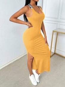 Spring And Summer Women's Shoulder Straps Cross Back Long Suspenders Tight Hip Skirt,Fashionable Outfit For Vacation Or Party Or Photo Shoot Or Music Festival - Màu vàng - Xem 6