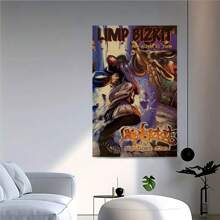 Framed Limp Bizkit Significant Other Album Launch Retro Poster, Classic Americana Wall Art, Musical Theme Art Print, Portrait Orientation, Wall Hanging Decor For Living Room, Bedroom, Kitchen, Dining- Fall, Summer Indoor Wall Decoration, Creative Home Decoration, High Quality Decorative Posters, Dormitory, Gym, Bar, Cafe, Arcade, Room Living Room Wall Decoration Painting, Perfect Gift. - 框架 - 查看 3