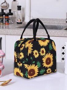 Sunflower Pattern Lunch Bag, Lightweight, Waterproof Insulated Bag, Boys And Girls School Insulated, Cooler Bags, Tote Bags, Lunch Boxes, Ice Bags, Picnic Food Tote Bags, Large Capacity Portable Nylon Lunch Organizer, School, Office, Picnic Lunch Tote Bags