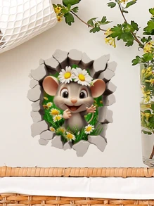 1 szt. Kreatywna naklejka ścienna 3D Mysia Dziura, Mysia Daisy Dekoracja ścienna Samoprzylepna naklejka ścienna do sypialni, przedpokoju, salonu, ganku, prezentów dekoracyjnych do domu Urodziny Ukończenie szkoły Dekoracja ścienna Dekoracja łazienkowa Dekoracja sypialni Dekoracja pokoju Rzeczy do dekoracji salonu Dekoracja domu Dekoracja domu Sztuka ścienna do salonu Naklejki na ścianę Naklejki spersonalizowane