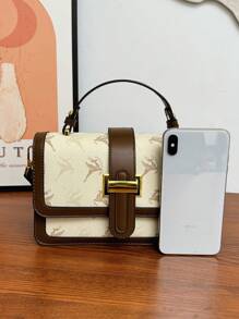 复古大容量手提包，奢华PU斜挎包，女士经典休闲托特包/单肩包 - 白色 - 查看 10