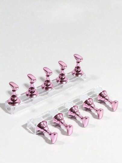 1pc Magnetic Acrylic Nail Holder Fake Practice Display Stand Organizer Showing Shelf Manicure Train