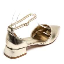 Fashionable Versatile Minimalist Pointed Toe Low Heel Sandals - Gold - View 4