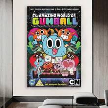 Framed Amazing World Of Gumball Canvas Wall Art - Less Anime Poster, Perfect For Bedroom & Room Decor