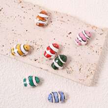 5pcs Hand-Painted Colorful Clownfish Ceramic Beads, Tropical Striped Clownfish Beads For Jewelry Making DIY Bracelets, Necklaces, Earrings, Phone Charms, Craft Decoration, Great For Mother's Day, Back To School, Holiday Gifts