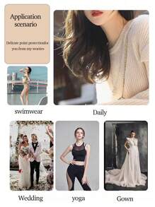 50PCS Invisible Nipple Tape Disposable Nipple Pad Tapes Nipple Cover Non-Woven Nipple Sticker Chest Stickers - Khaki - View 8