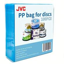 100 pièces/pack Sacs de rangement pour disques JVC/JVC CD/DVD (diamètre 12 cm/5 pouces), sacs à disques en PP double face, renforcés - Multicolore - Voir 6