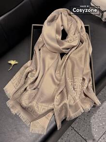 1 pieza Bufanda de mujer minimalista con estampado geométrico brillante, chal suave elegante, hijab, chal, pañuelo de cabeza perfecto para todas las estaciones, protección UV ligera