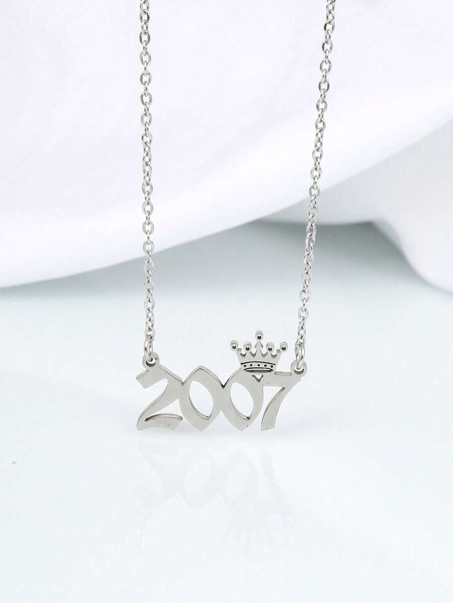 1 Stück Halskette aus minimalistischem Edelstahl mit Jahreszahlen 1980-2023, Geschenk für Frauen