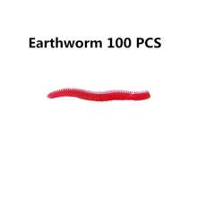 100pcs Soft Fishing Lures, Artificial Worms & Red Worms Fishing Baits, Outdoor Seaside Fishing Baits, Fishing Accessories