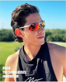 DUCO Mens Sports Polarized  UV Protection  For Men 8177s - Silver Frame Revo Orange Lens - View 2