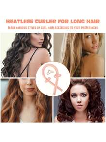 4 件套无热卷发套装，适合女性长发，卷发器适合过夜卷发，无热卷发配件套装带发夹，方便卷发