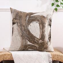 Miater 1pc Faux Silk & Metallic Gold Geometric Jacquard Pillow Cover