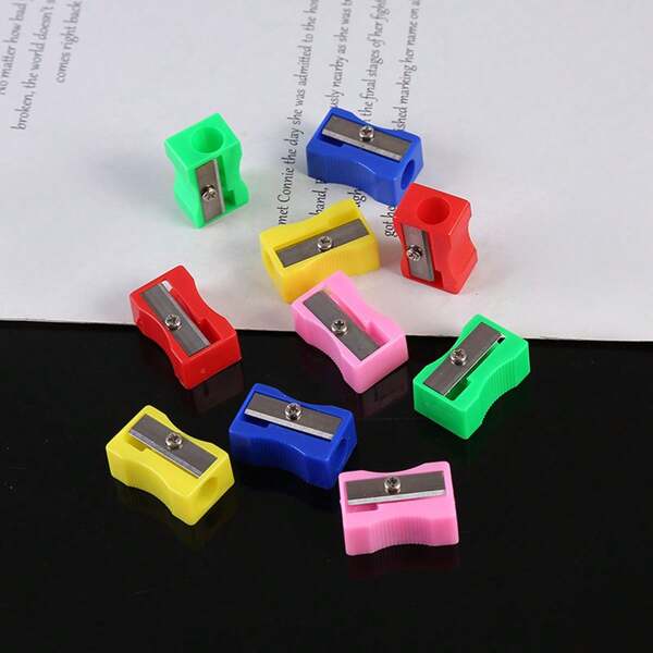 10pcs Portable Pencil Sharpener With Pencil Holder & Lid, Mini Classic Pencil Sharpener