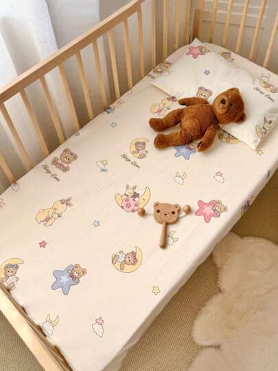 1pc Cartoon Small Animal Cute Fitted Sheet, Soft And Skin-Friendly, Suitable For Baby Skin, Suitable For Children's Room, Machine Washable