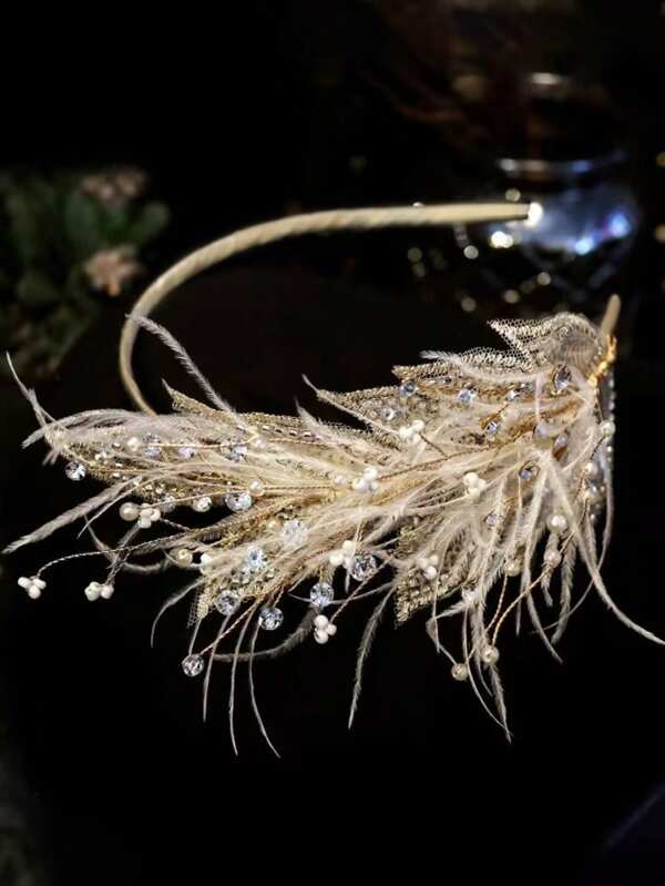 1pc Fairy Princess Feather Children Headband, Kids Hair Accessory For Performance, Runway, Birthday, Piano Recital