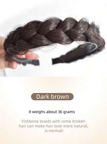 SHDanrtsey 1件装儿童编织假发发箍，一体式宽边编织发箍，扭辫假发一体式儿童编织发箍，鱼骨辫发夹，女孩高冠压力发箍