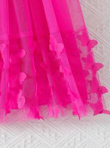 coviviky Vestido de gasa holgado hasta la rodilla con mangas de linterna con mariposa para niñas jóvenes, elegante y dulce, para el verano