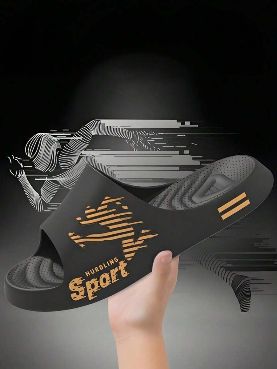 Men's Fashion Slippers For Summer - Non-Slip, Odor-Resistant Indoor House Shoes With Cartoon Design, PVC Material, Easy Slip-On - Black - View 1