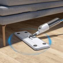 用于地板清洁的喷雾拖把、带 1 个可洗垫的喷雾拖把、适合硬木地板的喷雾拖把、家庭使用、带可更换超细纤维拖把的洒水拖把、家庭清洁工具 - 白色 - 查看 2