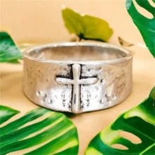 1pc Boho Vintage Cross Engraved Ring - Timeless Unisex Style, Suitable For All Occasions, Perfect Party Accessory And Gift - Silver - View 2