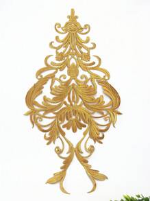 1pc Big Size Flower Golden Thread Embroidery Hot Melt Adhesive Patches For Dress Applique Patch Costume Decorate