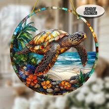 1 件海洋风格海龟捕光器 - 亚克力窗户挂饰、生日礼物、家居和花园装饰、派对配件、户外景观装饰