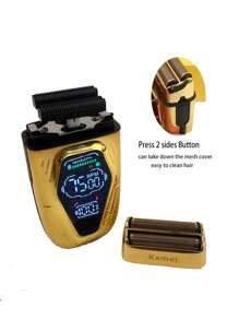 Kemei 三合一专业男士理容套装，包含电动理发器、电动修剪器和T型刀头修剪器（可实现0毫米贴近剃须），以及电动剃须刀套装，是送给男士的绝佳礼物。 - 金色 - 查看 12