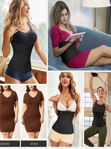 1pc Is A Shaping, Sweat Wicking, And Body Shaping Waist Belt Designed Specifically For Women. It Is A Women's Sealed Waist Sports Corset With Zippers And Buckles, And Is A Comprehensive Abdominal Fat Waist Trainer | Abdominal Compression And Shaping | Effective Abdominal Wrapping And Sweatband, Accelerating Fat Burning And Doubling Sweating - Black - View 11