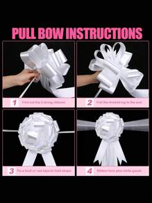 6 件/4 件/2 件 47 英寸（约 120 厘米）大型欧根纱蝴蝶结婚礼过道装饰，适合新娘送礼会、周年纪念、母亲节（白色）