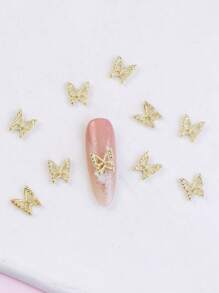 10/20 accesorios de uñas de aleación, simples, lindos, románticos, estilo japonés y coreano, mariposa hueca de plata, decoración de uñas para mujeres, decoración de belleza, decoración DIY, decoración de estuche de teléfono hecho a mano, decoración de muñecas, se puede usar en el hogar con decoración de uñas o parches de uñas para uso diario, uso festivo, uso de traslado