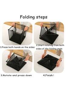 1/2/3pcs Black Mesh Laundry Basket, Foldable Handheld Dirty Clothes Hamper, Large Capacity Multipurpose Home Storage Basket