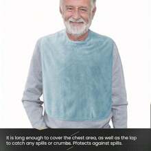 5pcs/Pack Grey & Blue Double-Sided Fleece Adult Bibs, Warm Reusable Bibs For Elderly, Disabled People, Meal Time Crumb Catcher, Clothing Protector, Suitable For Adults With Special Needs