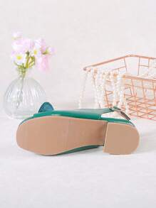 1 Pair Cute Girls Bow Decor High Heel Sandals, Suitable For Summer