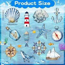 12/24/36pcs/Set Ocean Sailing Adventure Theme Wooden Decorations, Summer Beach Decor, Includes Rudder, Seashell, Whale, Starfish, Boat, Lighthouse, And Driftwood Bottle, Suitable For Nautical Party Christmas Decorations Home Christmas Gifts Christmas Decor - Multicolor - View 3