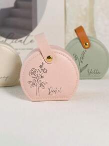 Personalized Name Jewelry Box For Bridesmaids,Birth Month Flower Leather Travel Jewelry Case, Bridal Party Proposal Gift, Bridesmaids Gift - Multicolor - View 3