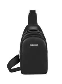 Fashionable Business Men's Diagonal Chest Bag, Mini Medium Size, Lightweight, Waterproof PU, Men's Coin & Phone Organizer Bag, Small Size Large Capacity Purse Belt Vintage Fanny Pack Side Bags For Men - Black - View 3