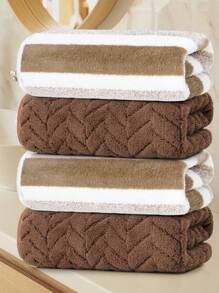 4pcs Solid Color + Striped Pattern Hand Towel Set - Towel Set - Size 13.78x29.53inch/35x75cm - Coral Fleece Material Soft & Skin-Friendly, Absorbent & Quick-Drying - With Hanging Loop For Easy Drying - No Shedding, No Fading - Minimalist & Fashionable Style - Suitable For Men & Women, All Seasons - Applicable For Bathroom, Living Room, Kitchen, Bedroom, Pool, Gifts, Also Can Be Used As Halloween, Autumn, Christmas Decorations, Christmas Gifts 70x140cm/27.56x55.12inch