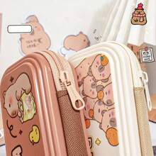 1pc High-Capacity Capybara Dual Layer Pencil Case, Cartoon Pencil Box Stationery Storage Pouch, Suitable For School Students - Multicolor - View 7