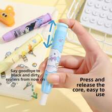 Sanrio 5pcs Sanrio Cartoon Hello Kitty Kuromi Cinnamoroll Push Eraser Anime Kitty Cat Eraser Stationery Gift Office Learning Supplies(Some Parts May Be Random)