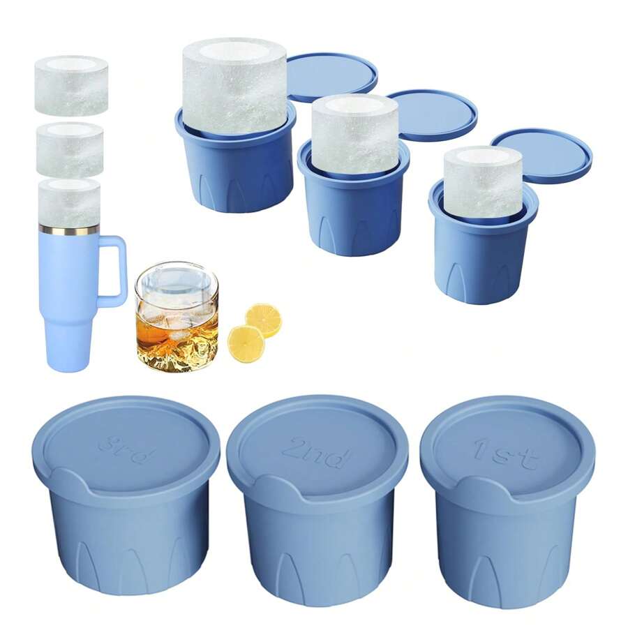 1pc Cup Ice Mold, Silicone Ice Mold Suitable For 20/30/40oz Cups, Make Cylinder Ice Cubes, Covered Ice Tray Mold