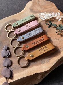 Customizable PU Leather Keychain, Gift For Birthday, Valentine's Day, Anniversary, Christmas, Car, Coordinates, Mom, Dad - Multicolor - View 5