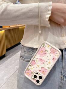 1pc Painting Flower Pattern Phone Case With Precise Hole Design, Protective Camera Lens Anti-Shock, Compatible With IPhone 11 Pro Max/12 Pro Max/13 Pro Max/14 Pro Max/15 Pro Max/16 Plus/16 Pro Max, Redmi, OPPO/Realme, VIVO, Infinix, Honor, MOTO, One Plus