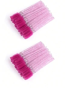 300pcs/100pcs/50pcs/10pcs Crystal Disposable Eyeliner Brushes - For Eyelash Extension, Mascara Application, Makeup Brushes (6 Mixed Colors)