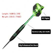 3pcs/Set 22g Professional Metal Tip Darts Set, Universal Type, Suitable For All Skill Levels, Includes Portable Bag, Spare Shafts, Spring Rings And 3 Spare Flights - Multicolor - View 6