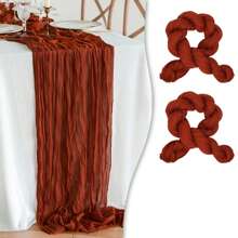 2 peças de toalha de mesa transparente estampada com queijo boho, 35 polegadas (88,9 cm) e 118 polegadas (300 cm) de tecido longo para queijo para chá de bebê, casamento, noiva, aniversário, decoração de festa